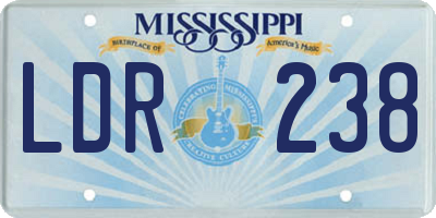 MS license plate LDR238