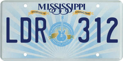 MS license plate LDR312