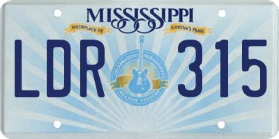 MS license plate LDR315