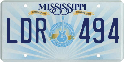 MS license plate LDR494