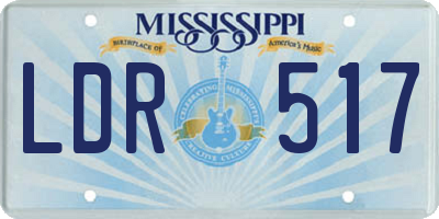 MS license plate LDR517