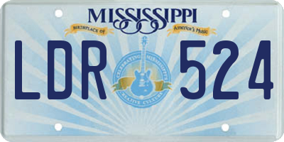 MS license plate LDR524