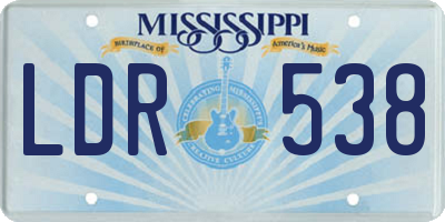 MS license plate LDR538