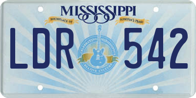 MS license plate LDR542