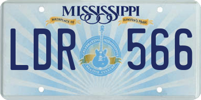 MS license plate LDR566