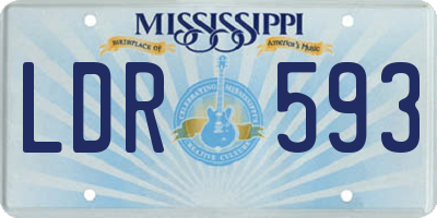 MS license plate LDR593