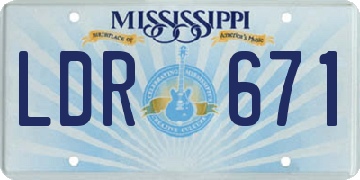MS license plate LDR671