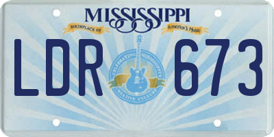 MS license plate LDR673