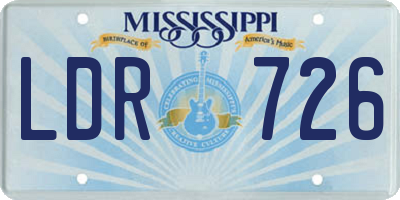 MS license plate LDR726