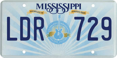 MS license plate LDR729