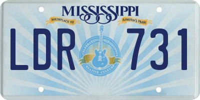 MS license plate LDR731
