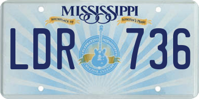 MS license plate LDR736
