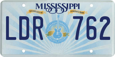 MS license plate LDR762