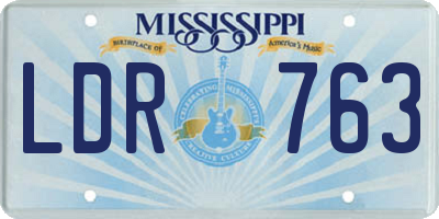 MS license plate LDR763