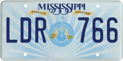 MS license plate LDR766