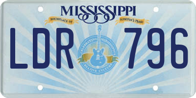 MS license plate LDR796