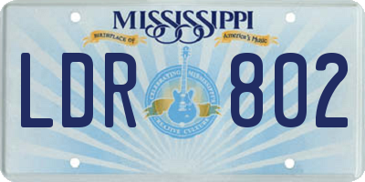 MS license plate LDR802