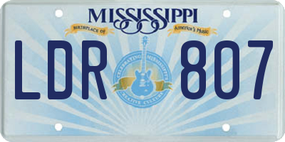 MS license plate LDR807