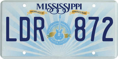 MS license plate LDR872