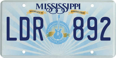 MS license plate LDR892