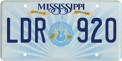 MS license plate LDR920