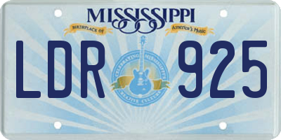 MS license plate LDR925