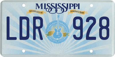MS license plate LDR928