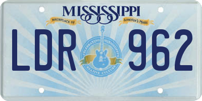 MS license plate LDR962
