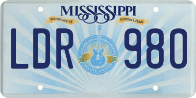 MS license plate LDR980