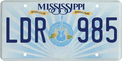 MS license plate LDR985