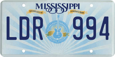 MS license plate LDR994