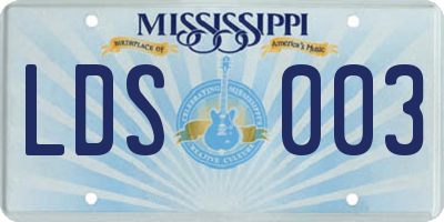 MS license plate LDS003