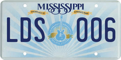MS license plate LDS006