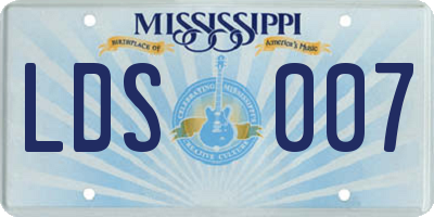 MS license plate LDS007