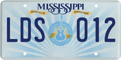MS license plate LDS012