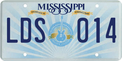 MS license plate LDS014
