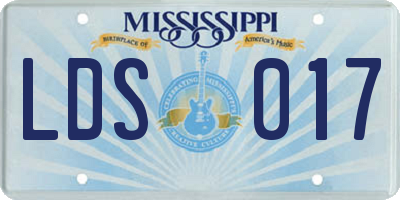 MS license plate LDS017
