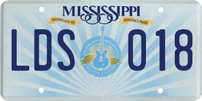 MS license plate LDS018