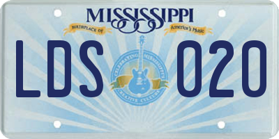 MS license plate LDS020