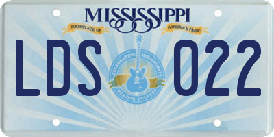 MS license plate LDS022