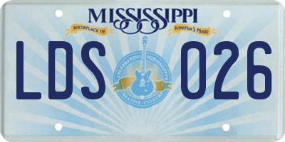 MS license plate LDS026
