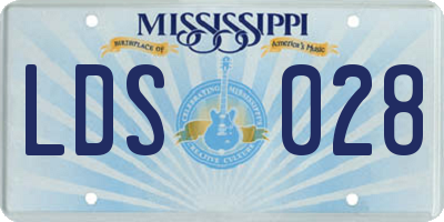 MS license plate LDS028