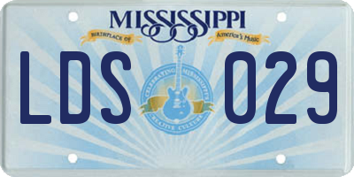 MS license plate LDS029