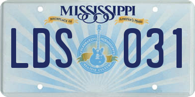 MS license plate LDS031