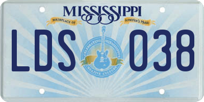 MS license plate LDS038