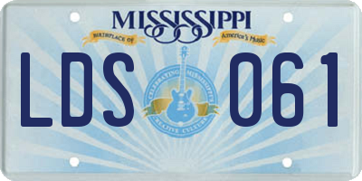 MS license plate LDS061