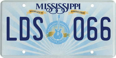 MS license plate LDS066