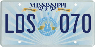MS license plate LDS070