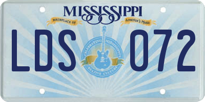 MS license plate LDS072