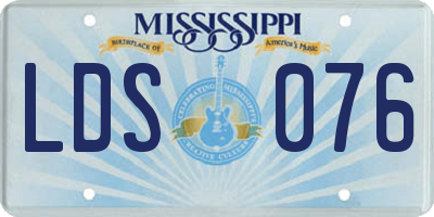MS license plate LDS076